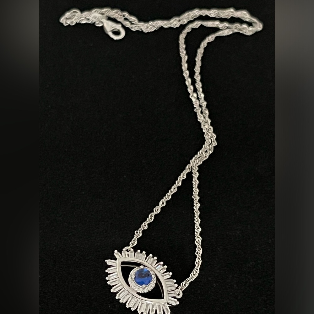 All Seeing Eye Pendant White With Blue Sapphire Center Suzanne Kalan Design